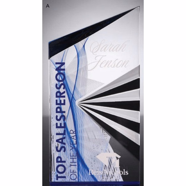 Clear Acrylic Fan Peak With Blue Mirror Bottom