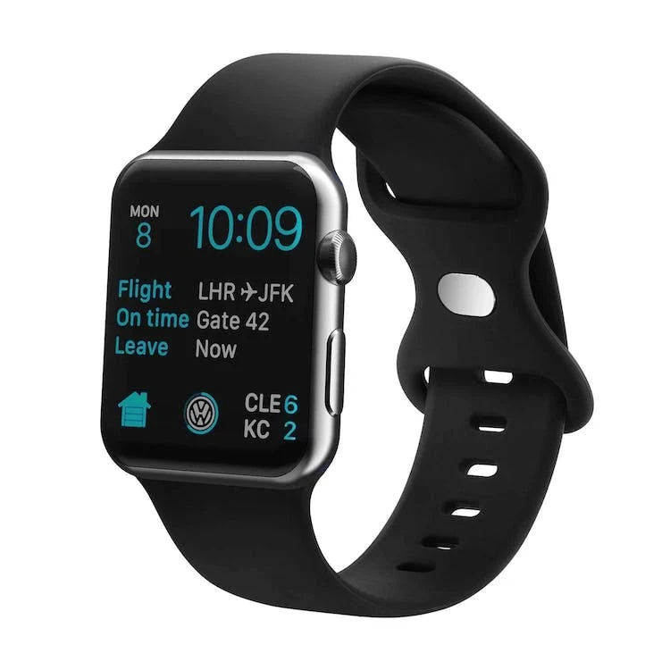 Apple Watch Bands - Black Silicone 38mm/40mm/41mm Face 1