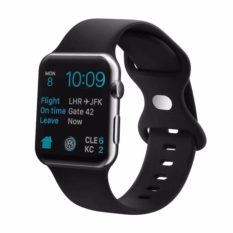 Apple Watch Bands - Black Silicone 38mm/40mm/41mm Face