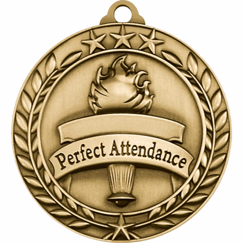 Stock Small Academic & Sports Laurel Medals: Perfect Attendance