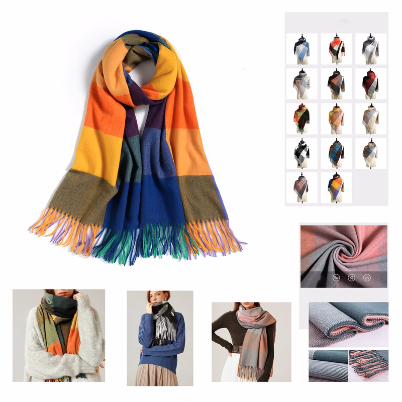 Long Plaid Blanket Scarf