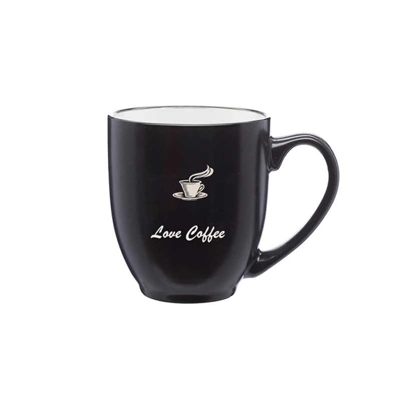 Two-Tone Black Matte Ceramic Mug, 16 oz. 1