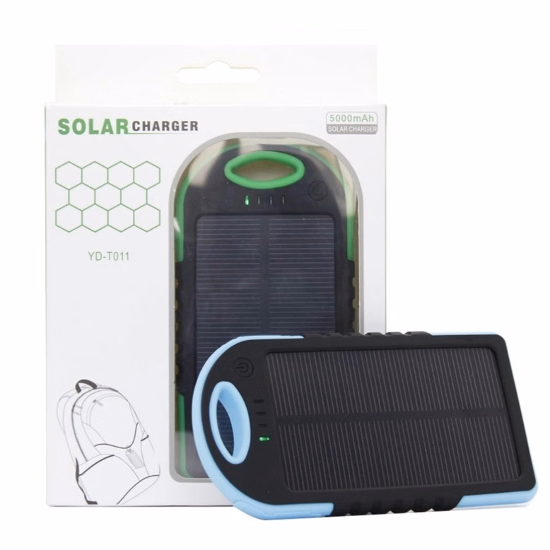 5000mAh Recharger Solar Power Bank with LED Flashlight
