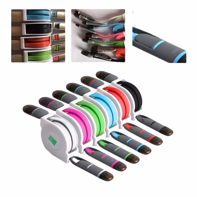 MOQ 50 USB Charging Cable 2-in-1 Retractable Fast Charge Custom Logo