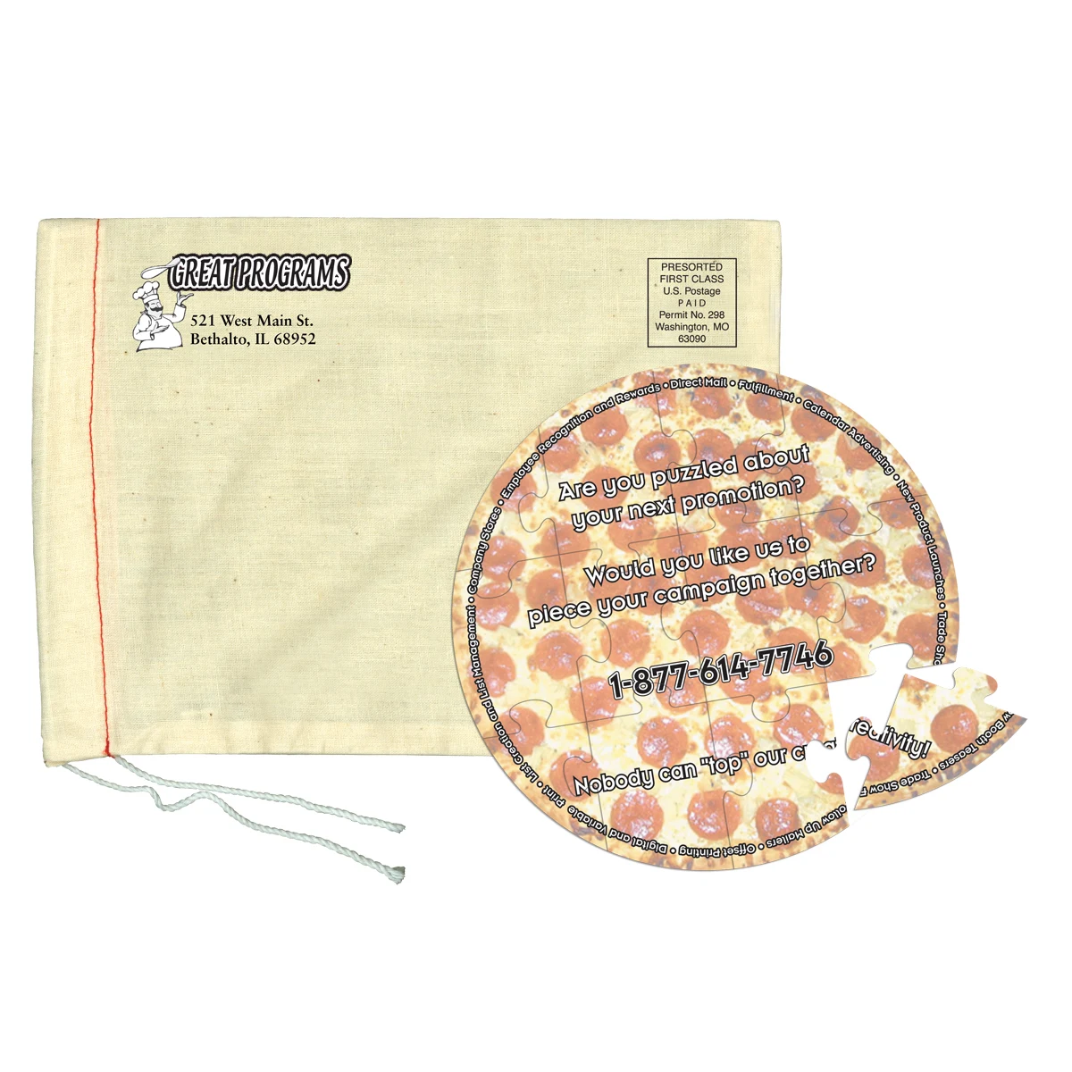 12 Pieces - 5 1/2" Diameter - Small Puzzle in Cotton Bag 1