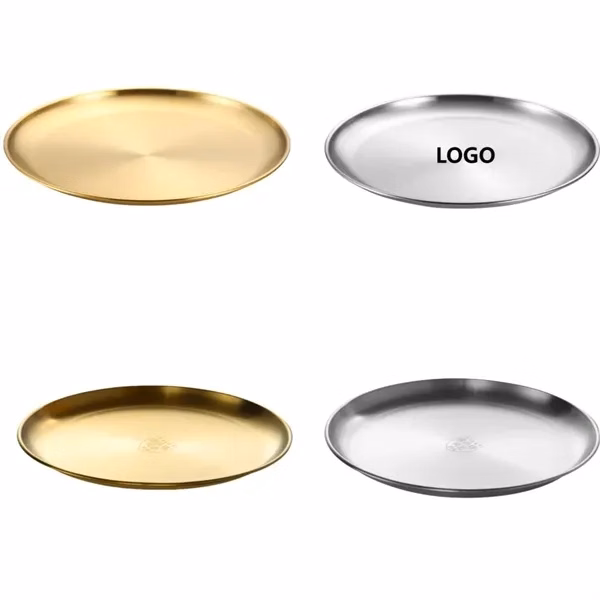 Custom 5.5 Inch Gold Stainless Steel Dinner Plate — Premium Tableware Promo Item