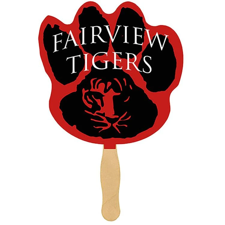 Paw Print Glued Hand Fan (1 Side/ Four Color Process Imprint) 1