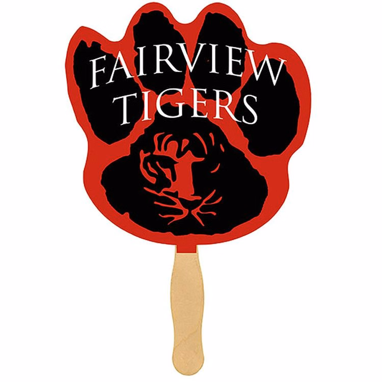 Paw Print Glued Hand Fan (1 Side/ Four Color Process Imprint)