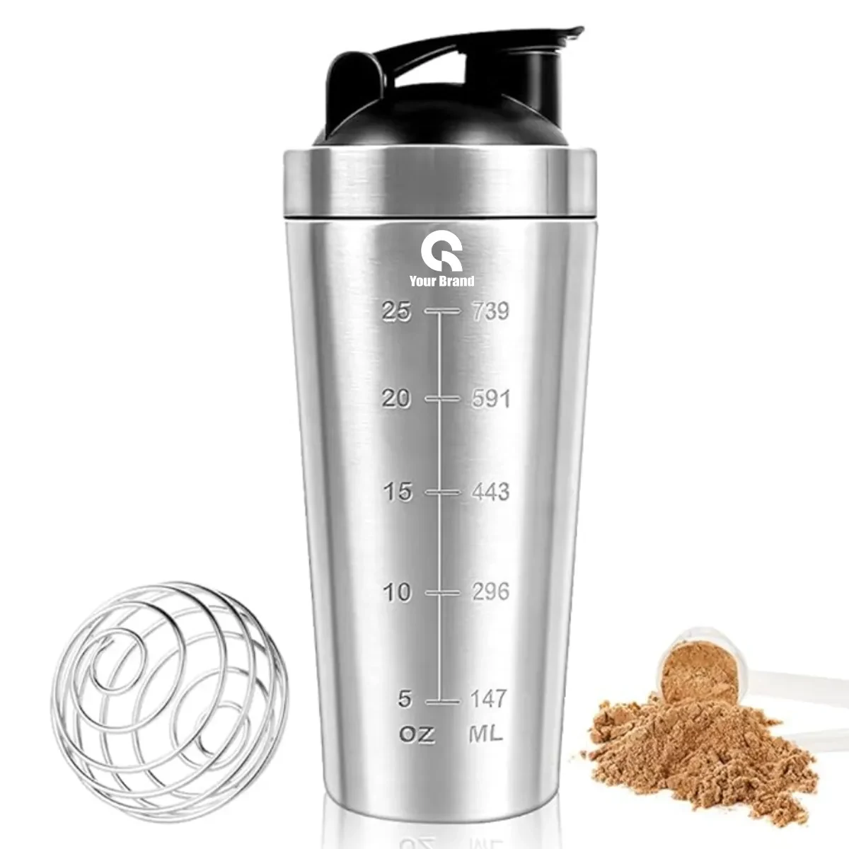 25oz Protein Shaker Bottle with Wire Whisk BPA Free, custom water bottle with logo imprint 1