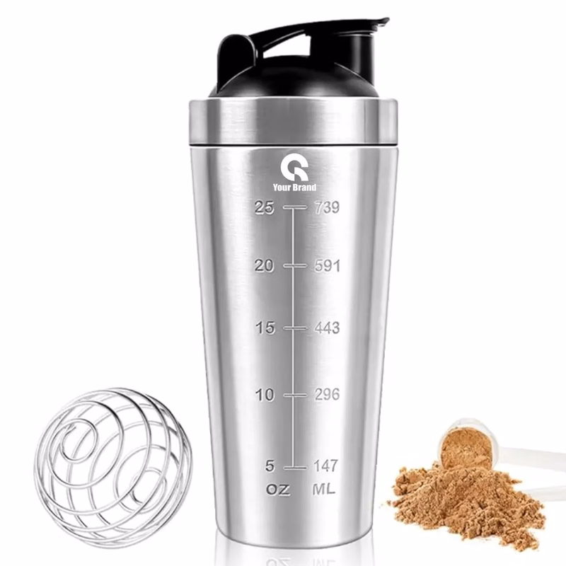 25oz Protein Shaker Bottle with Wire Whisk BPA Free