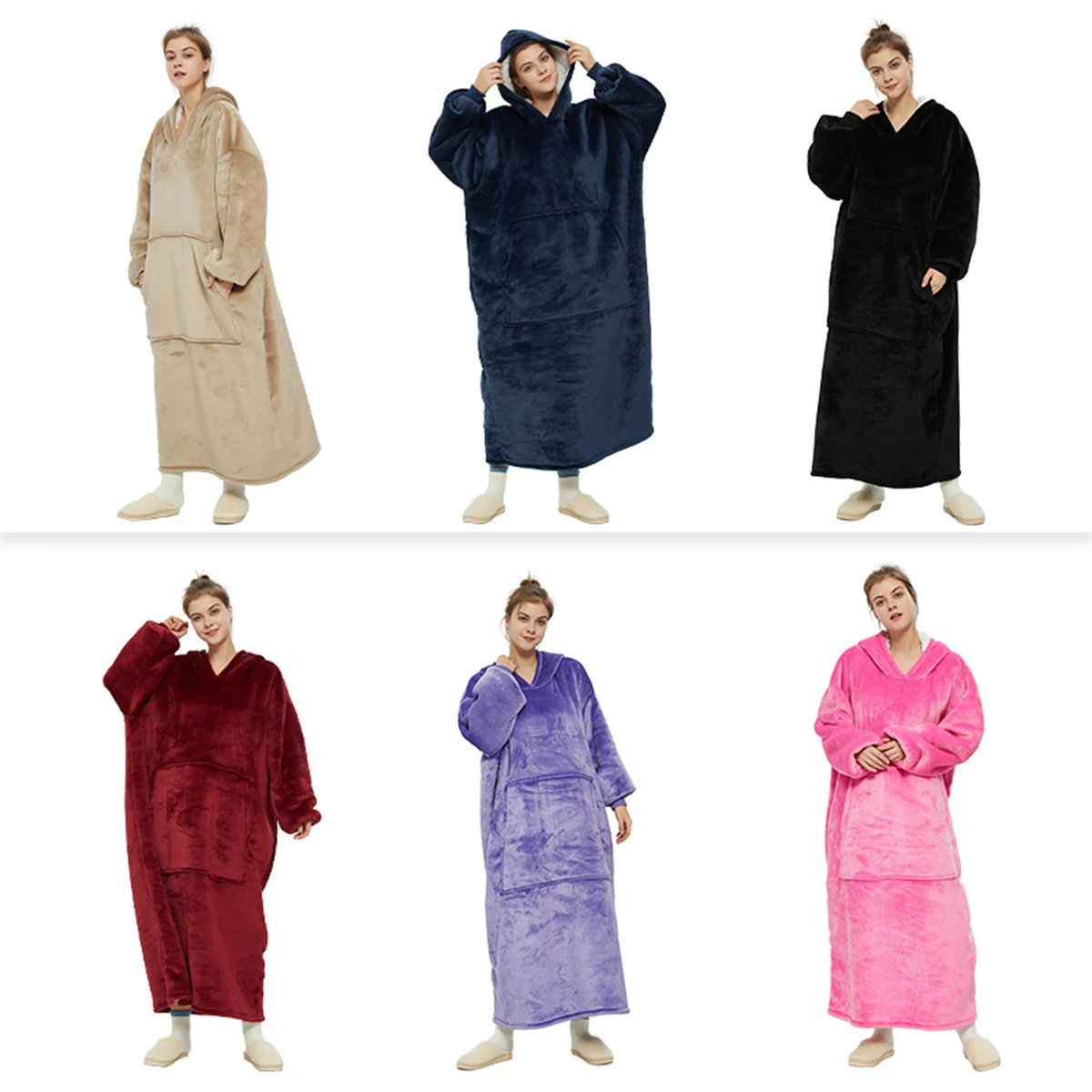 Long Sleeves Hoodie Wearable Blanket 1