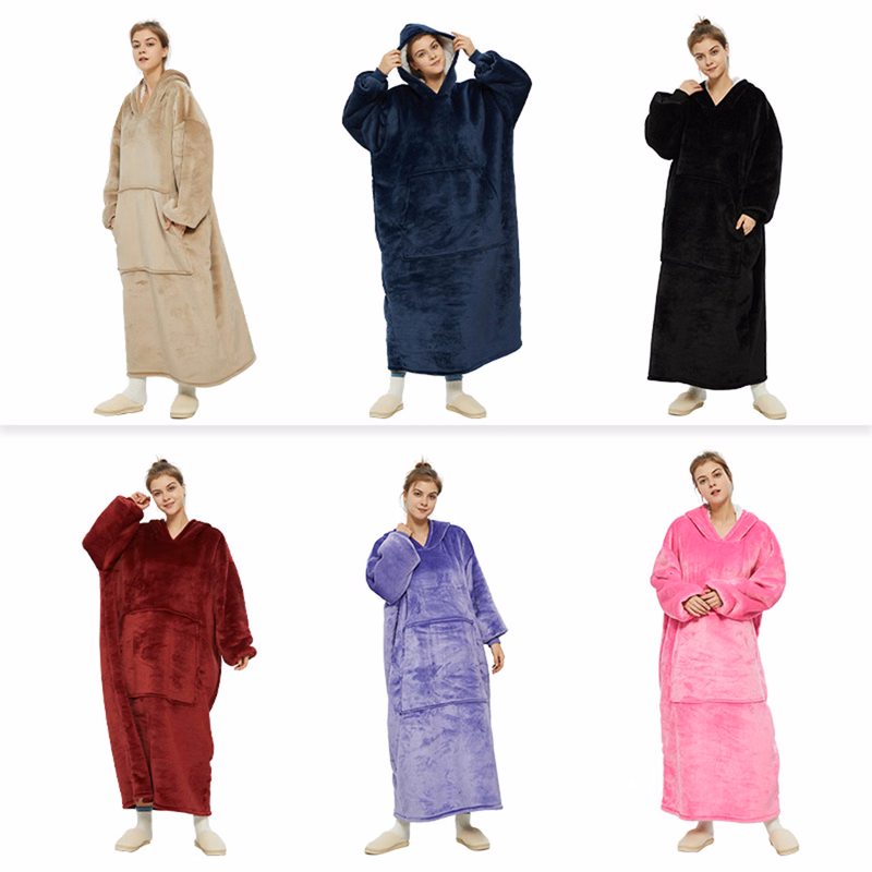 Long Sleeves Hoodie Wearable Blanket