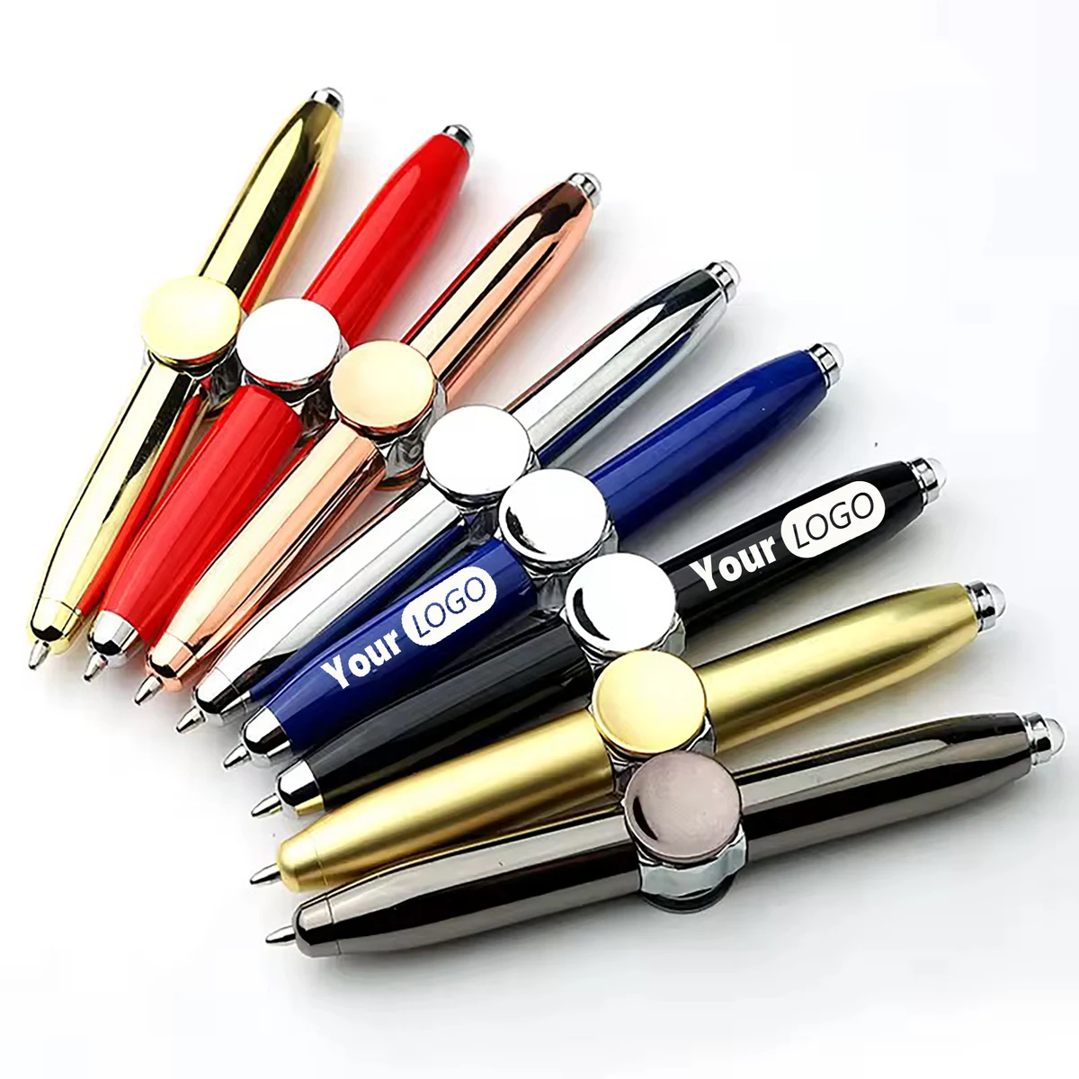 Anti-Anxiety LED Fidget Spinner Finger Gyro Rotating Metal Ballpoint Pen 1