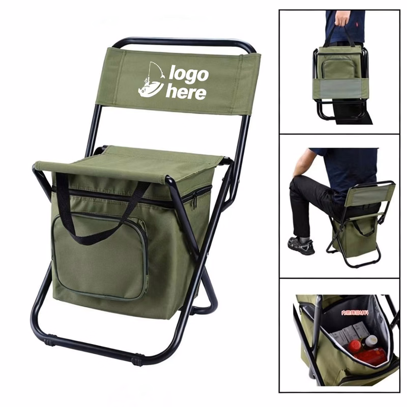 Camping Folding Chair with Cooler Bag