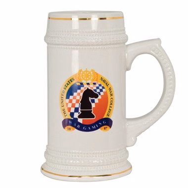 18oz Full Color Ceramic Stein (White w/Gold Accent)