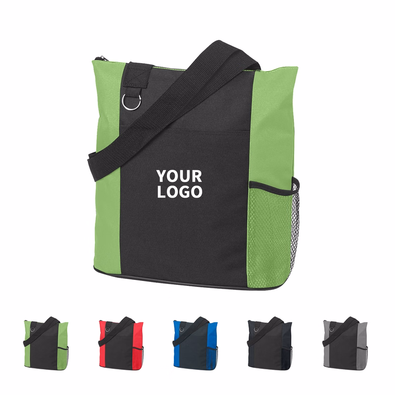 Oxford Zipper Tote With Shoulder Strap 13.7" Length X 13.7" Width X 4.3" Height