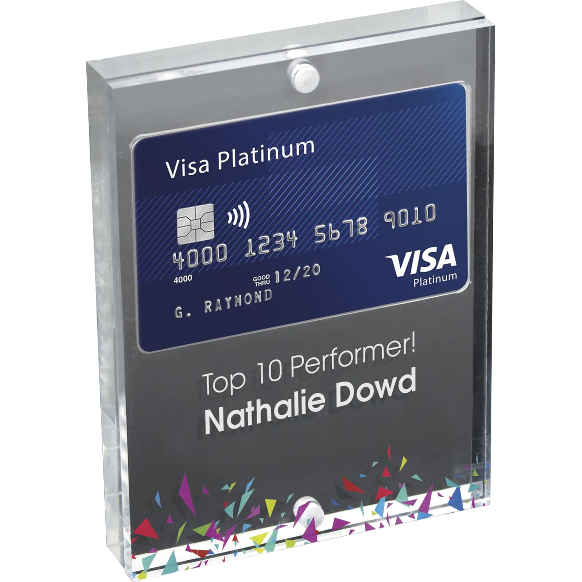 Clear Acrylic Credit Card Entrapment (3 3/4" x 5" x 3/4") Full Colour PhotoImage 1