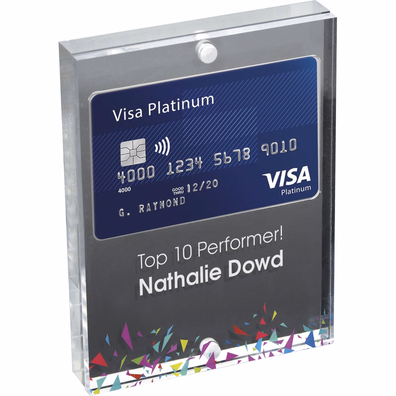 Clear Acrylic Credit Card Entrapment (3 3/4" x 5" x 3/4") Full Colour PhotoImage