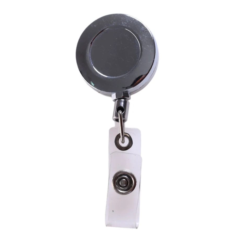 Circular Nickel-Plated Badge Reel w/ Belt Clip 1