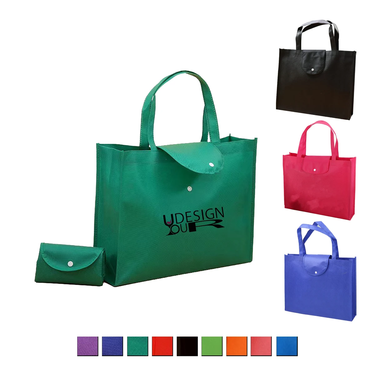Folding Non-Woven Bag With Snap Button Closure 1