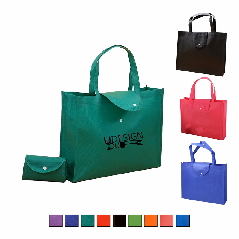 Folding Non-Woven Bag With Snap Button Closure