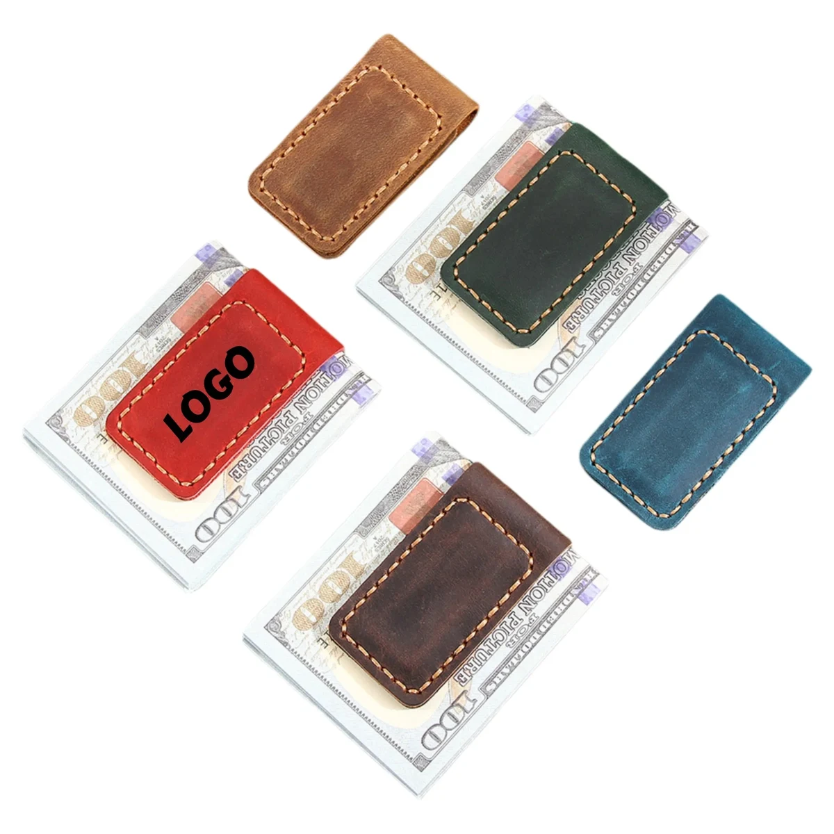Genuine Leather Money Clip Magnetic Fastener 1