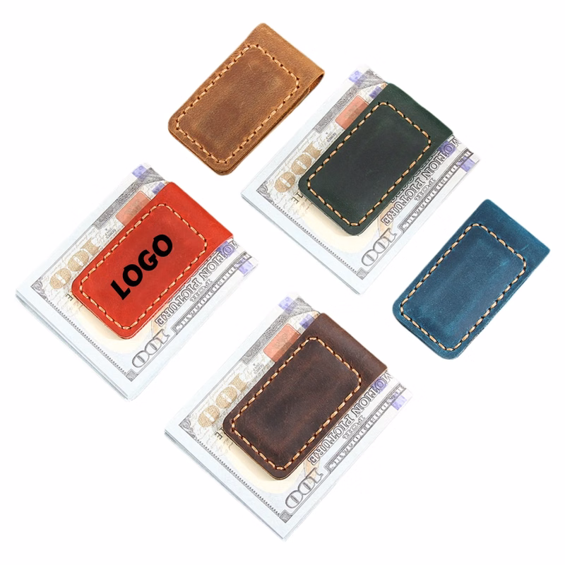 Genuine Leather Money Clip Magnetic Fastener