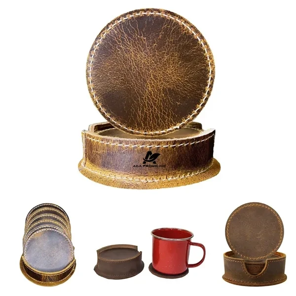 Vintage Leather Round Coaster 1