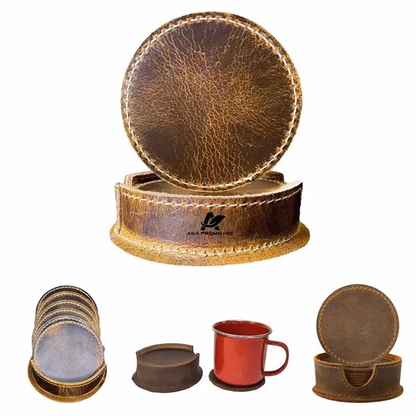 Vintage Leather Round Coaster