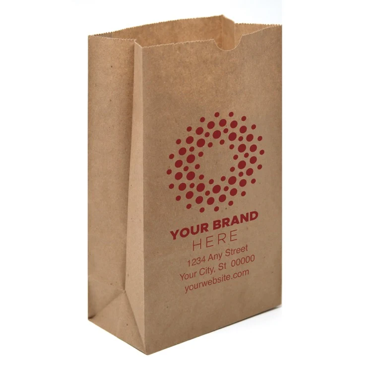 One Color 1-Sided SOS Kraft Paper Bags (6" x 11.0625" x 3.625") 1