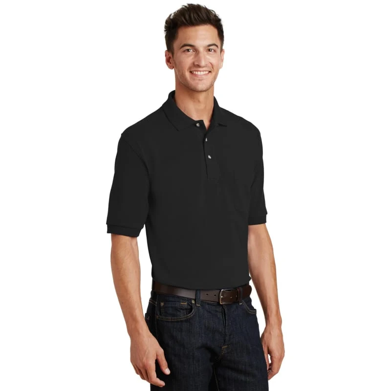 Port Authority Heavyweight Cotton Pique Polo With Pocket. 1