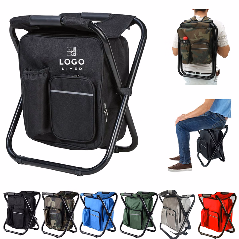 Outdoor Portable Folding Stool Backpack Cooler Bag