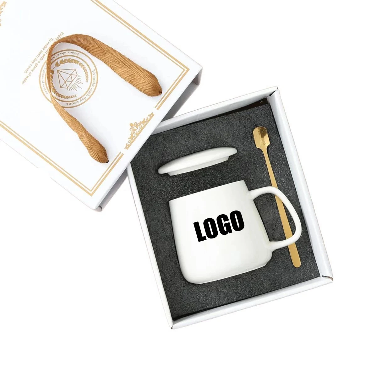 Custom 13 OZ Coffee Mug Gifts with lid and spoon 1