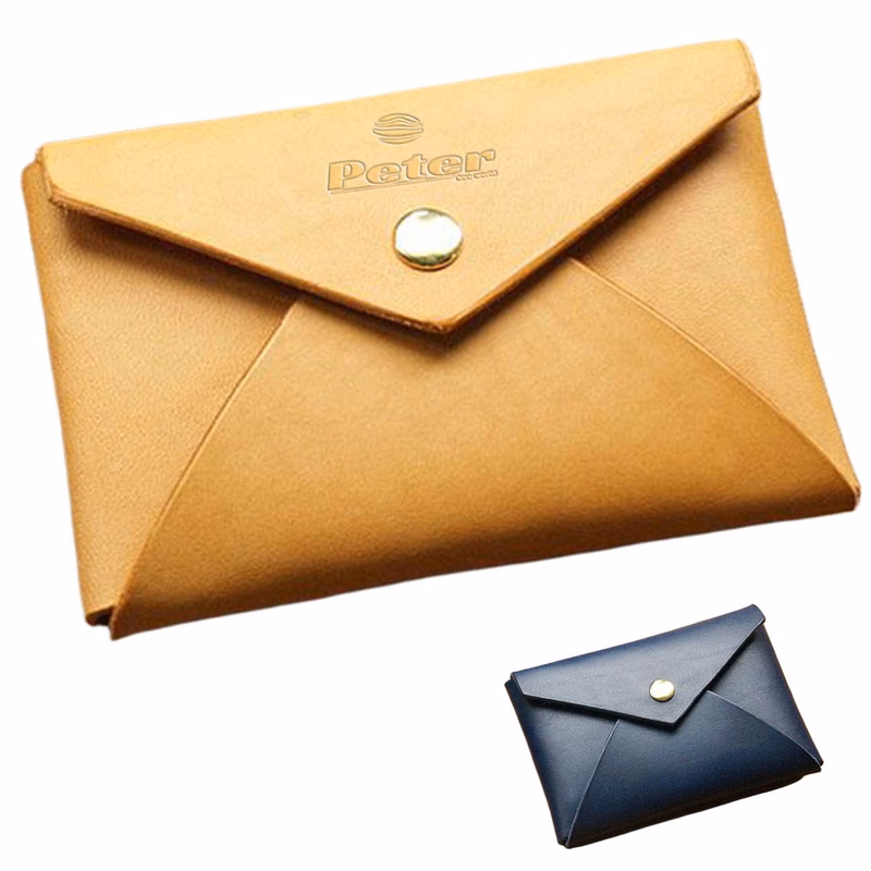 Compact PU Leather Business Card Holder Snap Closure