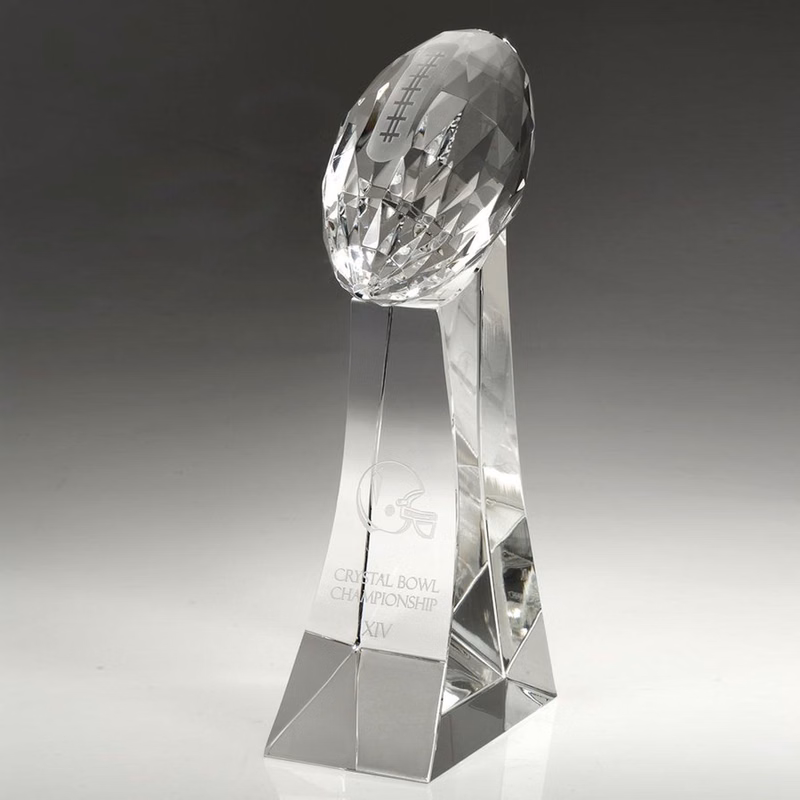 11" Crystal Award - Football Trophy