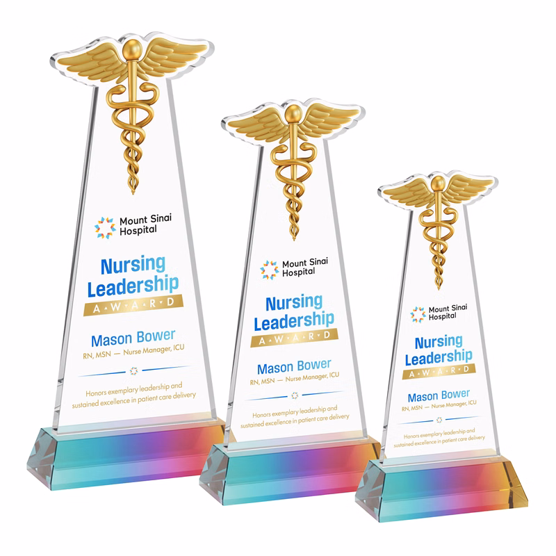 Caduceus VividPrint™ Award on Hartford Base - Prismatic