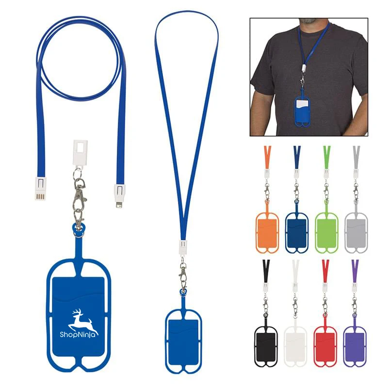 2-In-1 Charging Cable Lanyard With Phone Holder & Wallet 1