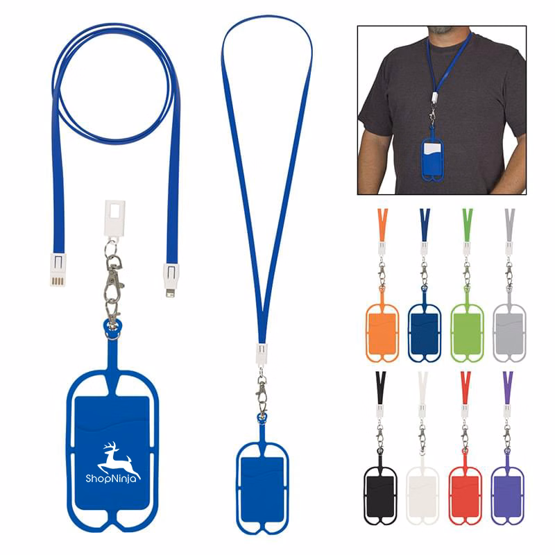 2-In-1 Charging Cable Lanyard With Phone Holder & Wallet