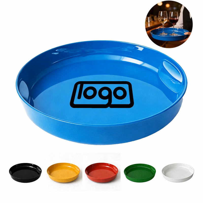 13.8" Round Non-Slip Bar Serving Tray