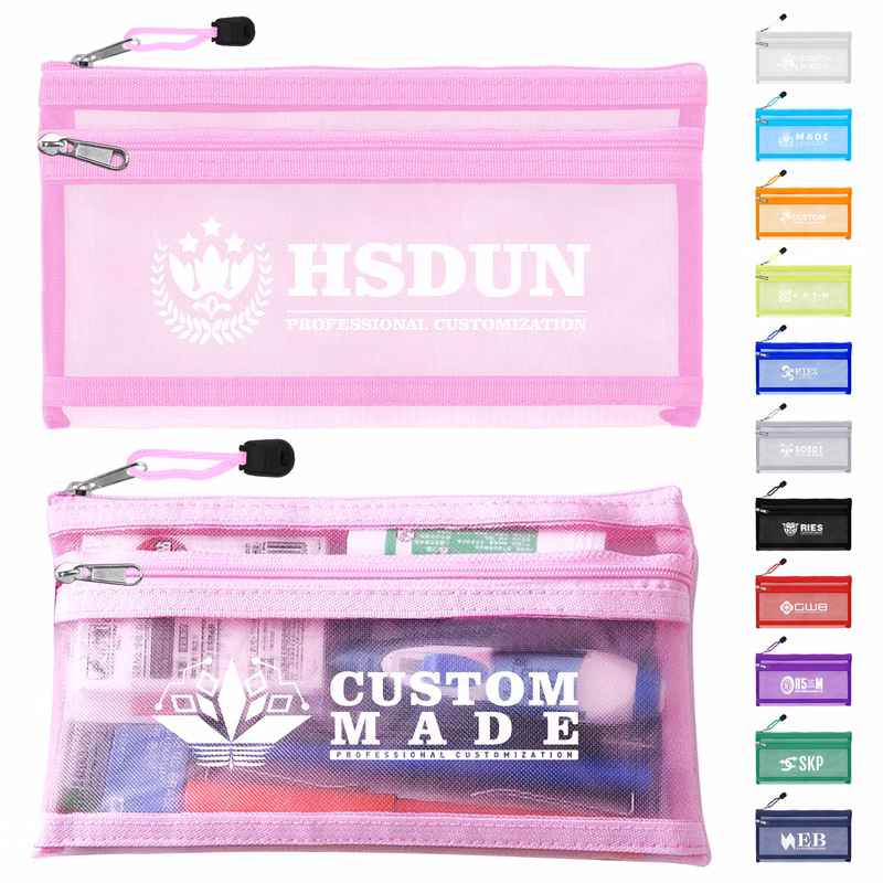 Double Pocket Mesh Cloth Pencil Case