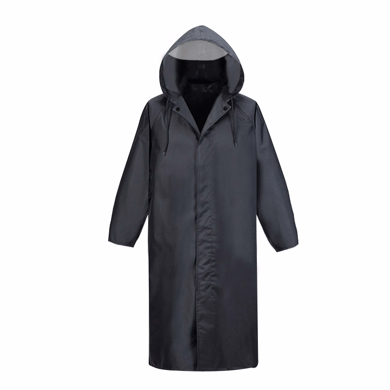 Black Fashion Adult Women Men Waterproof Long Raincoat Hooded For Outdoor Hiking Travel Fishing Clim