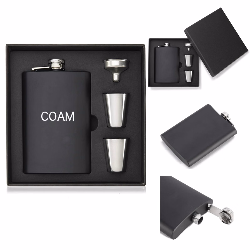 8 Oz Pocket Hip Flask With 2 Cups And Funnel
