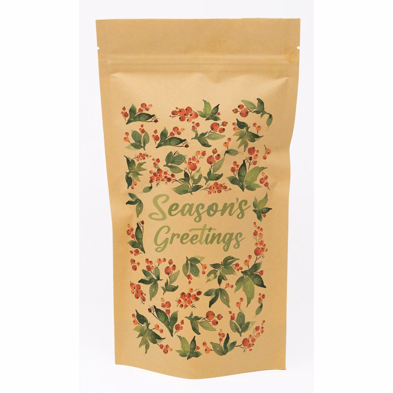 Holly Predesigned Kraft Barrier Pouch (6"W x 11"H x 3"D)