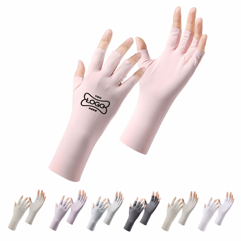 Fingerless Ice Silk UV Protection Gloves