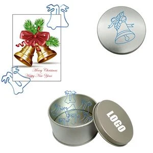 Christmas Bell Shaped Paper Clips with Tin Box, promotional clip with logo imprint 1