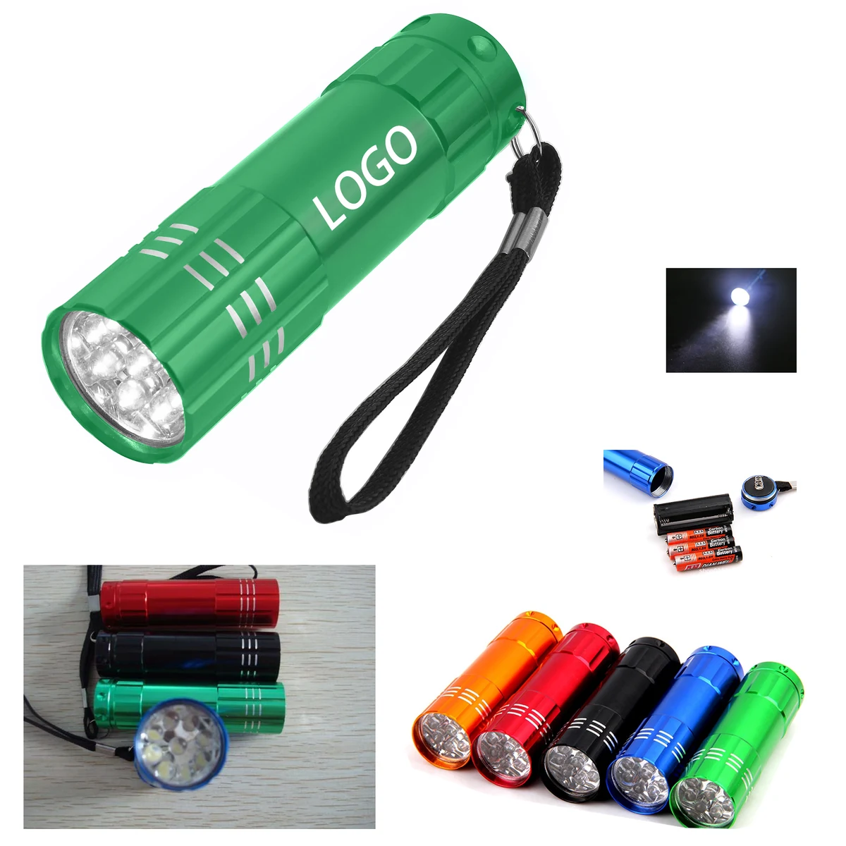 Aluminum 9LED Flashlight with White Light MOQ 50pcs 1