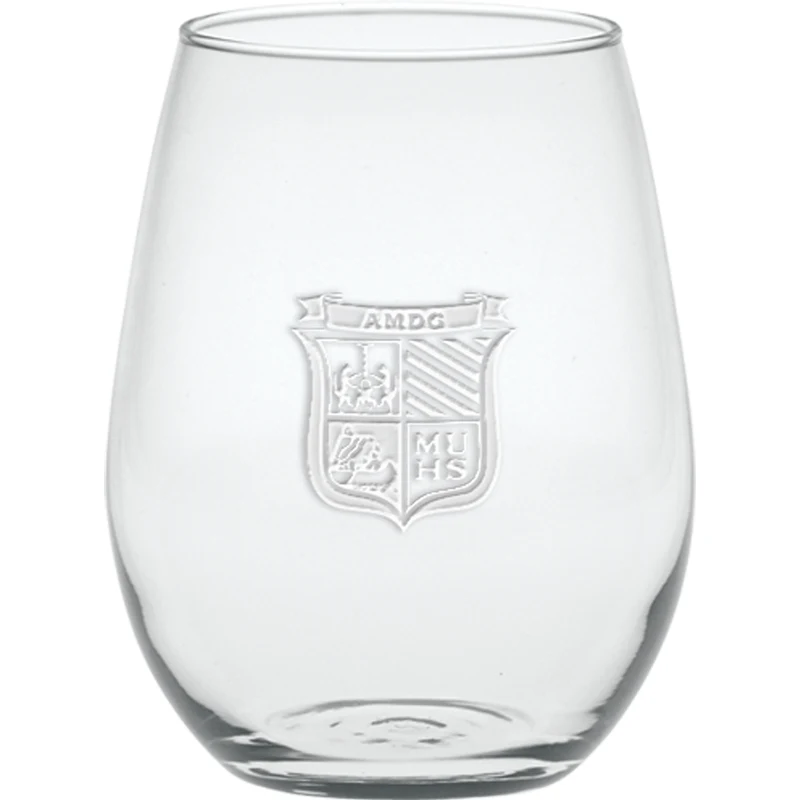 5 oz. Stemless White Wine - Deep Etched, custom glassware with logo imprint 1