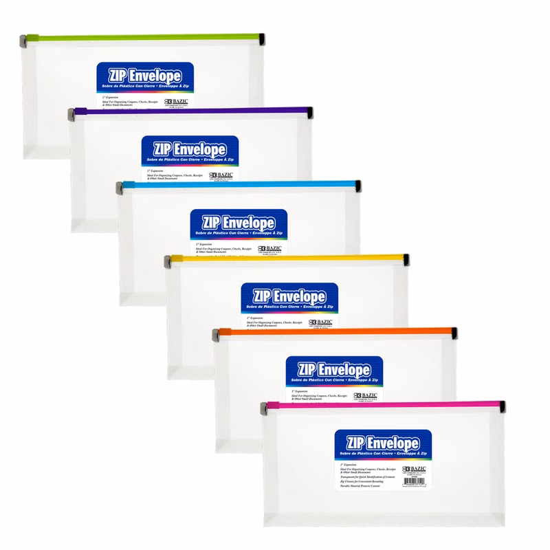 Zip Pouches - Assorted Zipper Colors