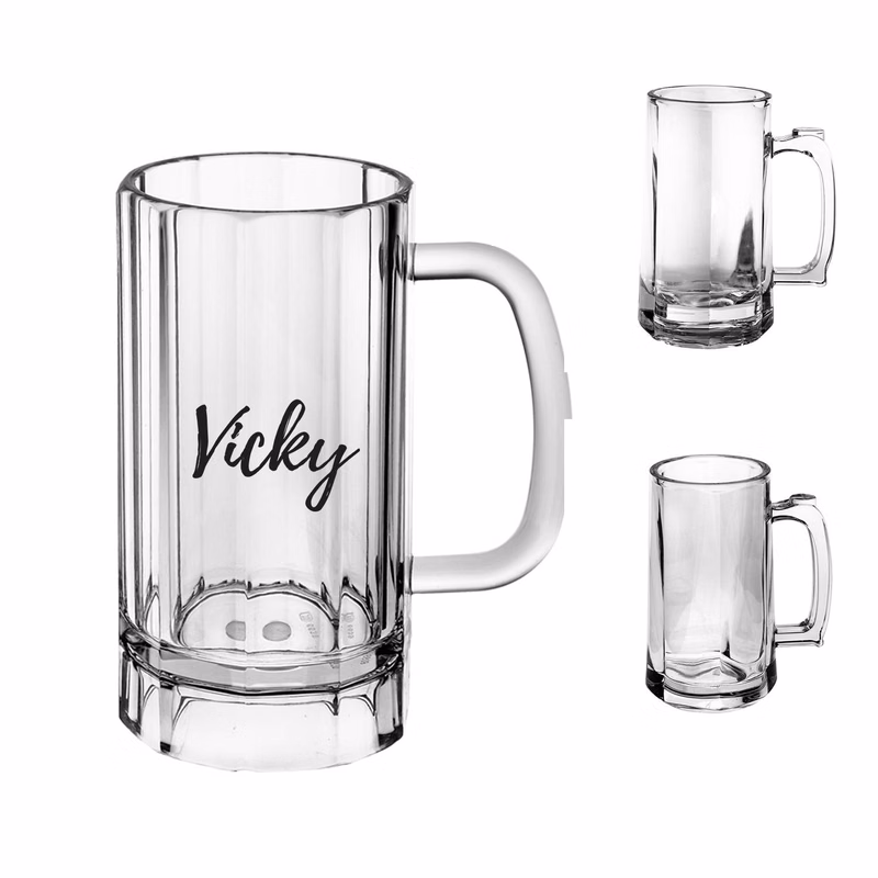 Beer Acrylic Clear Plastic Mug w/ Handle