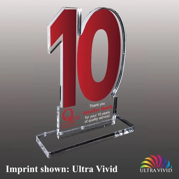 Number Ten Shaped Acrylic Award - Ultra Vivid Color 1